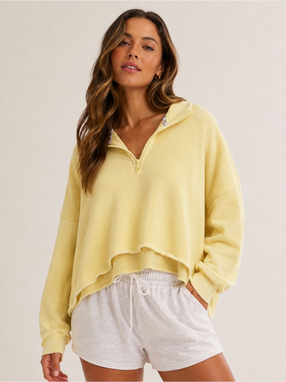 Everyday Half-Zip Pullover Sweater - Soft Yellow